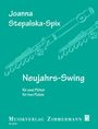 Text: "Joanna Stepalska-Spix, Neujahrs-Swing, für zwei Flöten, for two flutes", Illustration einer Querflöte.