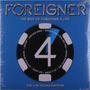 FOREIGNER, THE BEST OF FOREIGNER 4 LIVE. 4 auf schwarzem Chip. THE LAS VEGAS EDITION. Blaues Design mit Musikthemen.