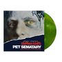 Texte: Original Soundtrack, Stephen King's Pet Sematary, Music by Elliot Goldenthal. Dunkles, gruseliges Gesicht, grüne Vinyl-Schallplatte.