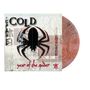 "COLD" oben, "year of the spider" unten in Rot, große schwarze Spinne, asiatische Schriftzeichen im Hintergrund.