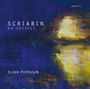 Text: "SCRIABIN AN ODYSSEY", "SLAVA POPRUGIN", "quartz". Illustration: Abstrakt in Blau mit gelben Reflexionen.