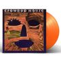 "Crowded House" oben. Illustration eines Gesichtes in warmen Farben auf schwarzem Hintergrund, orangefarbene Vinylplatte.