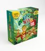 "Die große Giraffenaffen Fan Box", 11 CDs. Illustration von Giraffen im Dschungel mit Musikinstrumenten.