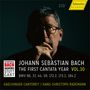 Text: "JOHANN SEBASTIAN BACH, THE FIRST CANTATA YEAR, VOL. 10, 2 CD". Gelbes Logo: "hänssler CLASSIC".  
Porträt eines nachdenklichen Mannes.