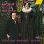 "Mary Stuart Songs", "Brett Dean", "Robert Schumann". Rechts ein Mann, links eine Frau in Renaissance-Gewand.
