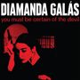 "DIAMANDA GALÁS" in Weiß oben, "you must be certain of the devil" in Rot darunter. Eine Frau mit schwarzem Haar hält einen Revolver.