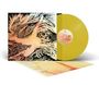 Ein gelbes Vinyl mit Cover eines Skeletts, eines Vogels und eines Wolfes in Illustrationsstil. Beilage mit Texten.