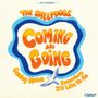 "The Sheepdogs: COMING AND GOING" in großen Buchstaben. Farbenfrohes Design mit einer Möwe.