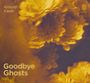 Text: "Arnold Kasar, Goodbye Ghosts". Oben rechts goldenes Logo, verschwommene gelbe Blumen im Hintergrund.