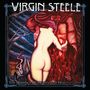 „Virgin Steele“ oben, „The Marriage of Heaven and Hell Part One“ unten. Eine nackte Frau umarmt eine dämonische Figur.