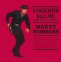 "GUNFIGHTER BALLADS AND TRAIL SONGS", darunter "MARTY ROBBINS". Ein Cowboy posiert, in schwarzer Kleidung mit Pistole.