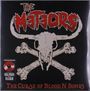 "The Meteors" in rot, darunter "The Curse of Blood N Bones". Schädel mit Hörnern und gekreuzten Knochen im Hintergrund.