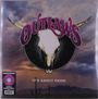 „Outlaws“ in lila Schrift oberhalb eines Stierschädels. Darunter „It's About Pride“. Linksaufkleber: „Limited Edition Purple Marble Vinyl“. Hintergrund: Wolken und Berge.