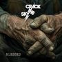 Text "CRACK THE SKY" oben, "BLESSED" unten. Verschmutzte, gefaltete Hände, Detailreich und ausdrucksstark dargestellt.