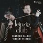 "leipzig club" steht groß in der Mitte. Darunter: "FRANÇOIS SALQUE VINCENT PEIRANI". Links mit Akkordeon, rechts mit Cello.
