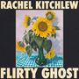 Oben der Text "RACHEL KITCHLEW", unten "FLIRTY GHOST". In der Mitte: Sonnenblumen in einer Vase auf kariertem Tuch.