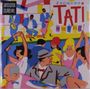 Texte: "LIMITED EDITION COLORED VINYL", "JACQUES TATI swing!". Illustration von tanzenden Menschen und Musikern in bunten Farben.