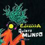 Text: "Cumbia Chicharra Quinto Mundo". Illustration: Figur mit flammenähnlichem Haar und neonfarbenem Körper vor dunklem Hintergrund.