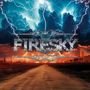 "FIRESKY" in großer Schrift. Darunter ein dramatischer Himmel mit Blitzen über einer Wüstenstraße.