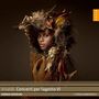 Vivaldi "Concerti per fagotto VI". Natürliche Kleidung aus Blättern und Zweigen, ernster Blick, naäve-Logo oben rechts.