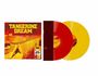 "Tangerine Dream" in großen gelben Buchstaben, ein Gebäude auf dem Cover, rote und gelbe Vinyl-Schallplatten daneben.