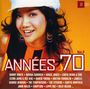 Text: "ANNÉES 70 Vol.2" und Künstlernamen.
Eine lachende Frau mit weißer Mütze vor gelbem Hintergrund.