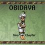 Text: "OBIDAYA New Chapter". Illustration: Figur in traditioneller Kleidung mit Stab, umrahmt von bordürenartigem Muster.