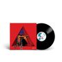 Ein rotes Dreieck mit einer Person darin. Ein schwarzes Vinyl mit buntem Etikett liegt daneben.
