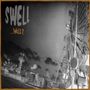 Text: "SWELL ...Well?" Es zeigt ein großes Riesenrad und Fahrgeschäfte bei Nacht, mit einem dunklen, körnigen Filter.