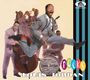 "Louis Jordan Rocks" steht in bunten Buchstaben. Ein Musiker springt in der Luft, umgeben von einer fröhlichen Band.