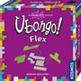 „Ubongo! Flex“ in großen Buchstaben, bunte Puzzle-Teile auf lila Hintergrund, Logo „Kosmos“ an der Seite.