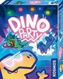 „DINO PARTY“ in großen Buchstaben, buntes Design mit fröhlichen Dinosauriern und dem „KOSMOS“ Logo an der Seite.