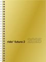 : rido/idé 7021121915 Buchkalender Modell futura 2 (2025)| 2 Seiten = 1 Woche| A5| 160 Seiten| Glanzkarton-Einband| goldfarben, Buch