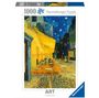 1000 Ravensburger Puzzle, ART collection. Gemälde eines nächtlichen Straßencafés mit Sternenhimmel.