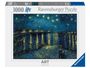 Ravensburger Puzzle, 1000 Teile. Gemälde von Van Gogh: Sternennacht über der Rhone, mit blauem Himmel und leuchtenden Sternen.