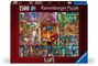 "1500 Ravensburger Puzzle. The Grand Library." Eine farbenfrohe Szenerie mit Büchern und Fantasiewelten.