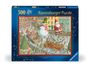 "500 Ravensburger Puzzle." Illustration von einer festlichen Parade mit Weihnachtsmann, Schneemann und Menschenmengen.