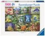 "1000 Ravensburger Puzzle" mit Illustrationen von bunten, fantasievollen Pilzen in verschiedenen Landschaften.