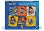 Titel: Ravensburger Puzzle. Bunte Cartoonfiguren aus "Toy Story" mit Slogans wie "Cowgirl in Charge" und "Hold Your Horses".