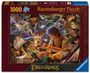 "Ravensburger Puzzle", "The Lord of the Rings", 1000 Teile. Eine Collage von Filmszenen umgibt eine Person beim Schreiben.