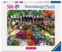"500 Ravensburger Puzzle. COLORFUL MARKETS. Verschiedene Topfpflanzen und Blumen in einem lebhaften Marktstand arrangiert."