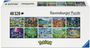 Die Verpackung zeigt "40 320 Ravensburger Puzzle" und ein Pokémon-Logo. Verschiedene bunte Landschaftsszenen sind dargestellt.