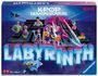 Text: "KPOP DEMON HUNTERS", "LABYRINTH", "NETFLIX", "Ravensburger". Comicfiguren vor neonfarbenem Labyrinth und blauer Katze.