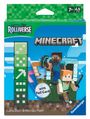 Der Text enthält: "Rolliverse", "Minecraft", "with Foil Card". Zwei Figuren mit Werkzeugen, grüne Würfel, und bunte Karten.
