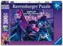 "KPOP DEMON HUNTERS", Ravensburger Puzzle, 300 Teile, ab 9 Jahren. Illustration von drei stilisierten Figuren in futuristischem Stil.