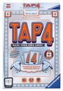 "TAP4" in großen Buchstaben, darunter "Make Your Own Luck!" Spieleverpackung mit Kartenmotiv und blau-orangefarbener Gestaltung.