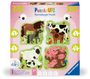 : Puzzle UP! Bauernhoftiere von Ravensburger, 12004001 - 4 konturgeformte Puzzles mit 4, 6, 8, 10 Teilen, mit großen Bildvorlagen und Wissensheft, für Kinder im Alter von 2 Jahren, Div.