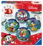 Text: "3D Puzzle", "Disney". Illustration: Fünf Kugeln mit Disney-Figuren in festlicher Umgebung.