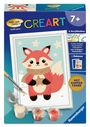 CREART 7+, 6 Acrylfarben, mit Rahmen, mit Kupferfarbe. Malen nach Zahlen-Set mit Fuchsillustration und Sternen.
