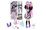 "Kawaii Hi Cora", "Style My Hair", "Pack My Bag". Puppe mit pinken Haaren, lila Schuhen, Accessoires und kleinem Stofftier.